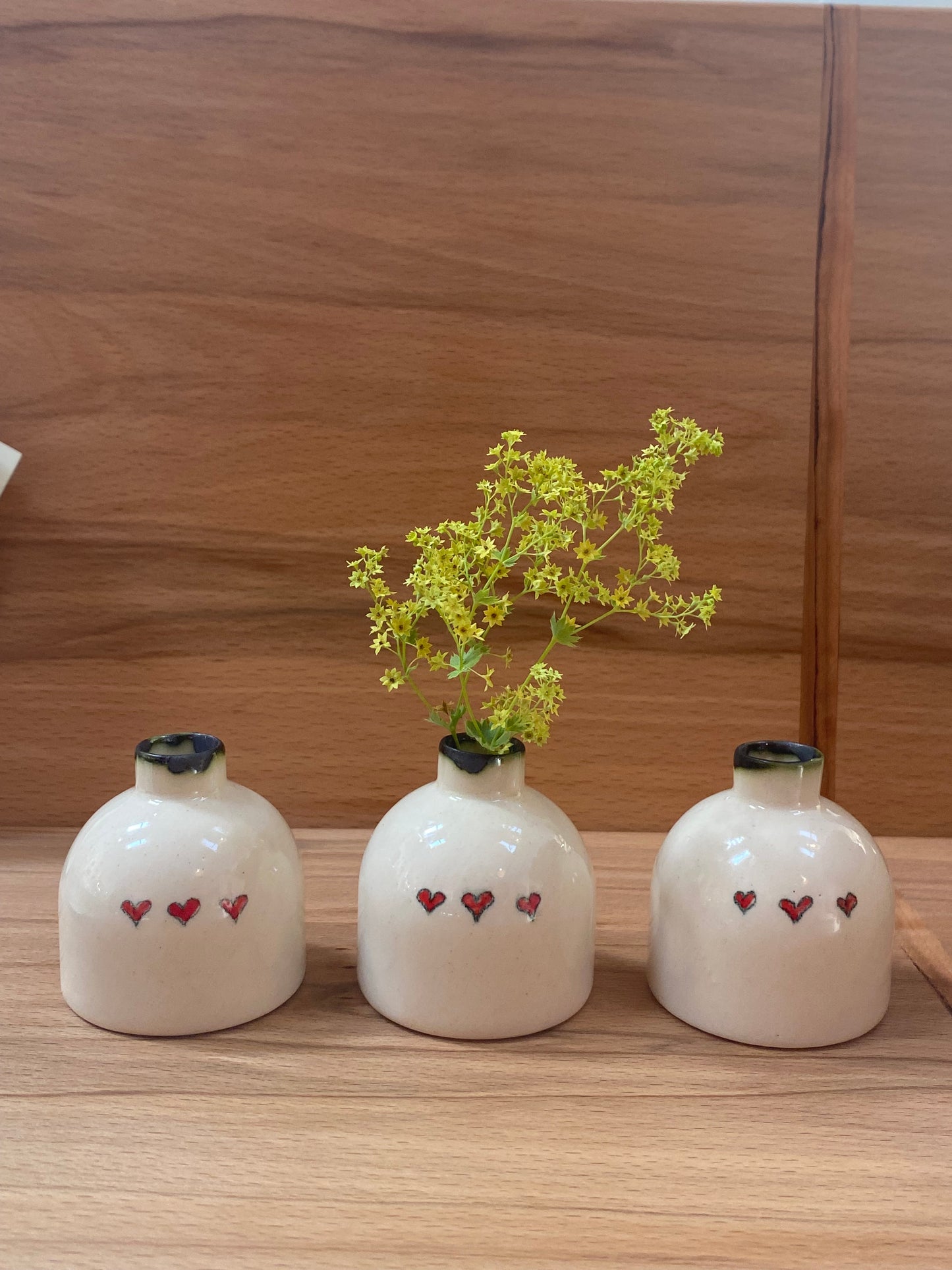 Ceramic Bell Vase - 3 Heart Family Design