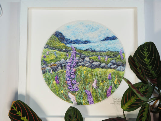 Field of Foxgloves and Lavender (Print of Needle Felted Original)