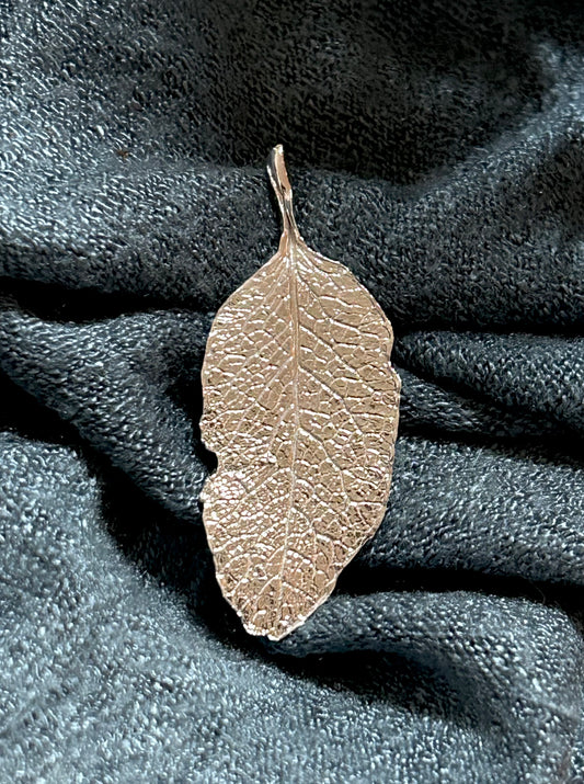 Sage leaf pin brooch