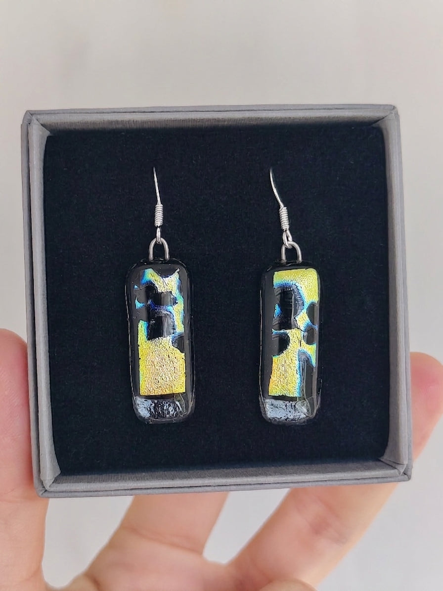Fused Glass Dichroic Earrings