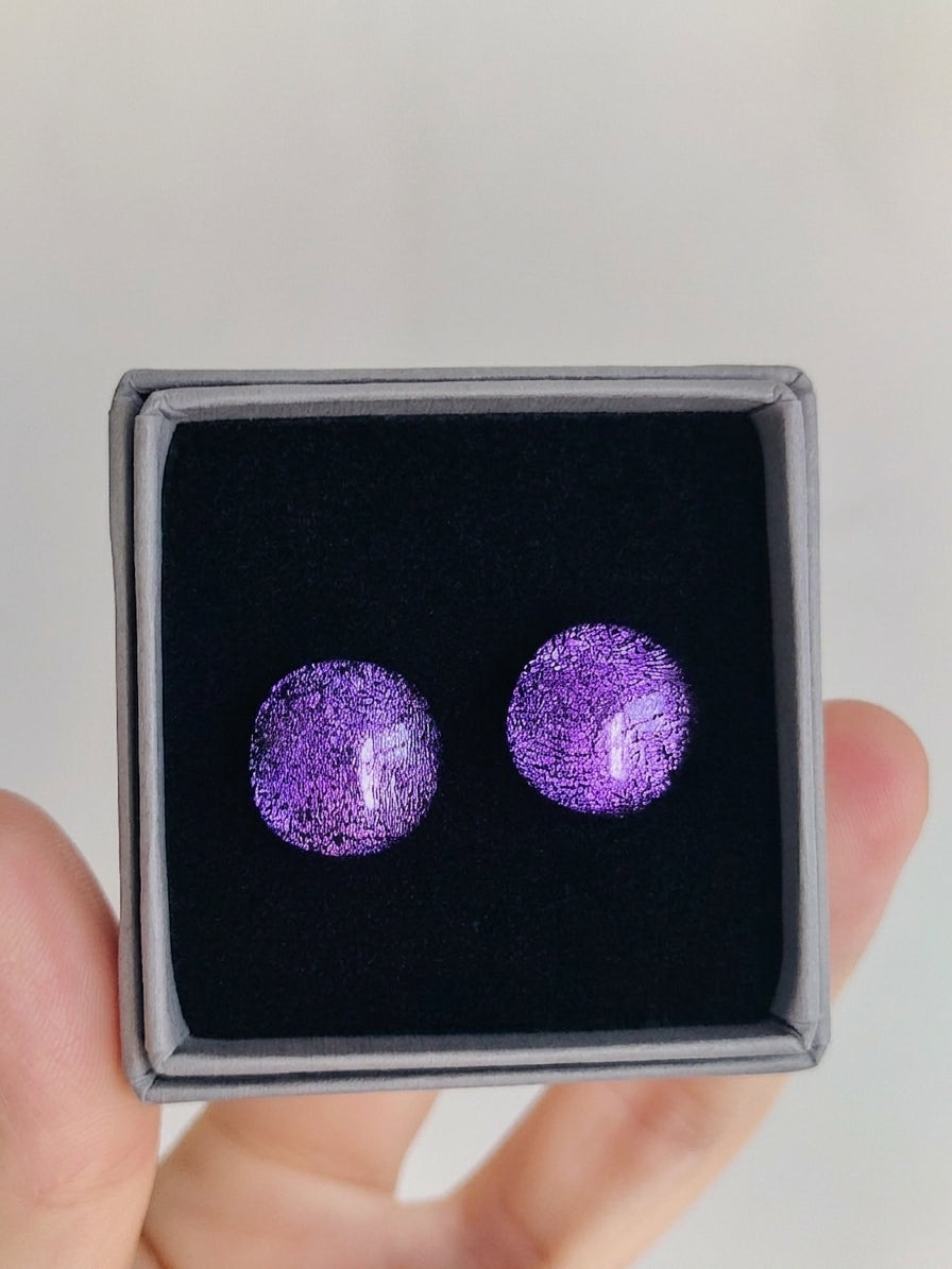 Fused Glass Dichroic Sterling Silver Studs