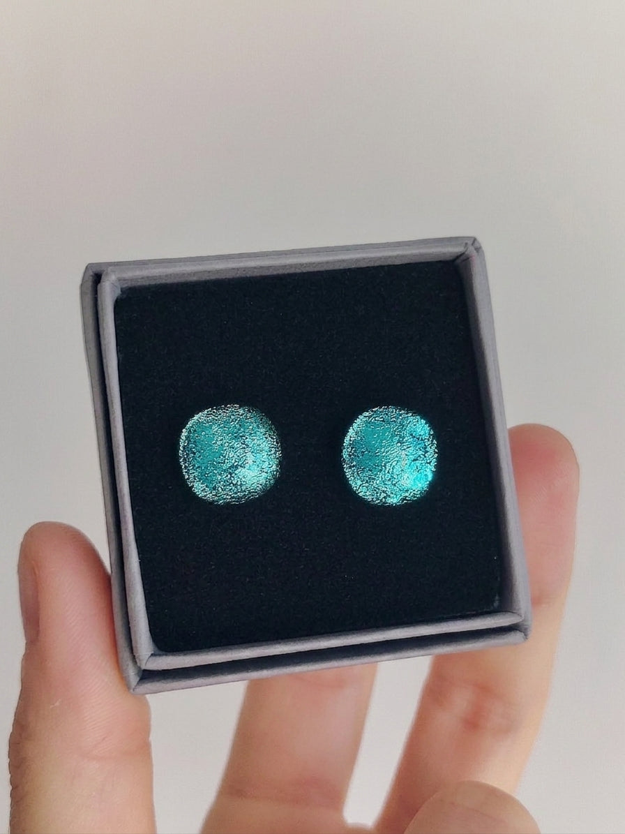 Fused Glass Dichroic Sterling Silver Studs