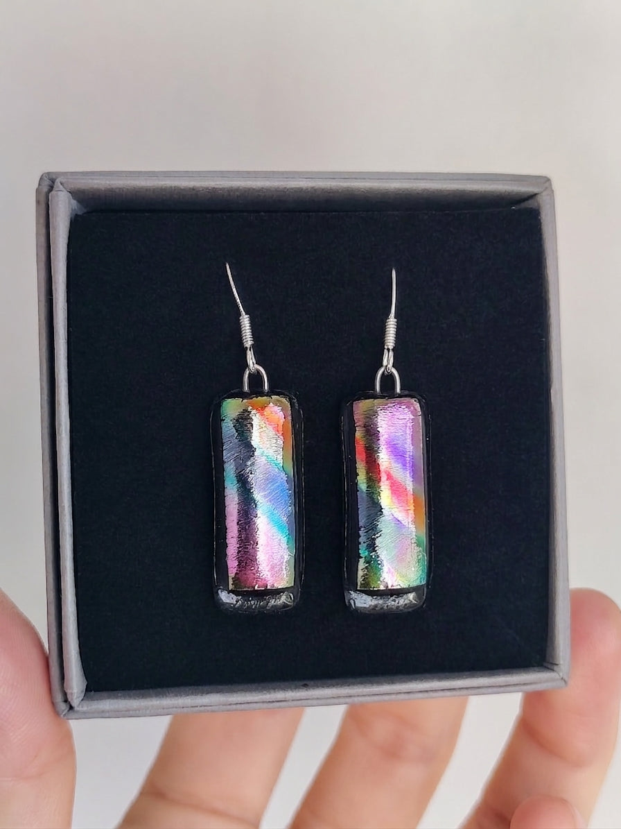 Fused Glass Dichroic Earrings