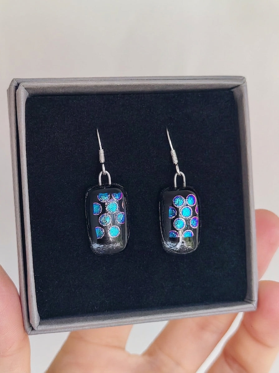 Fused Glass Dichroic Earrings