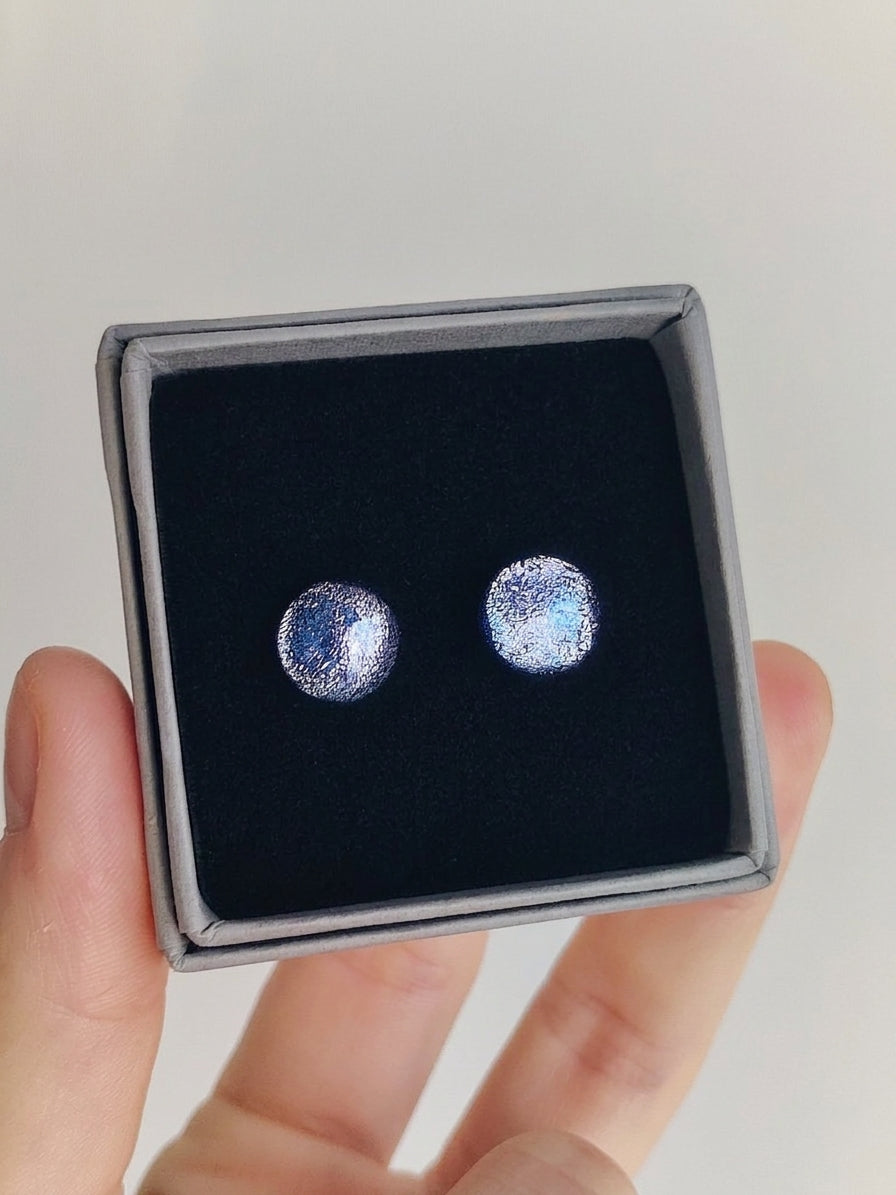 Fused Glass Dichroic Sterling Silver Studs