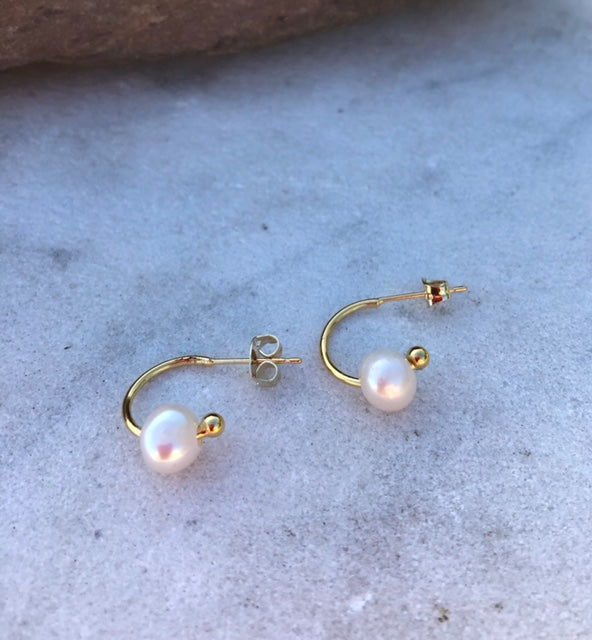 A Gold Plated and Freshwater Pearl Earrings