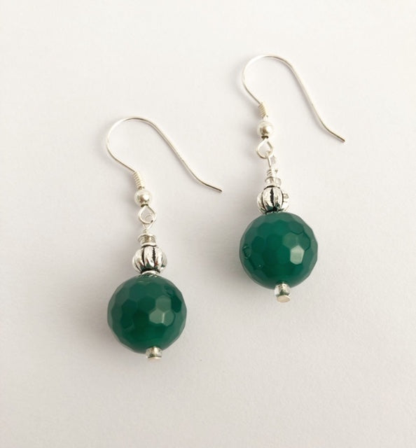 Amanda Emerald – Green Agate Earrings with Sterling silver earring wire