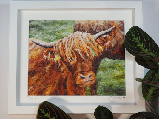 Highland Coo (Print of Needle Felted Original)