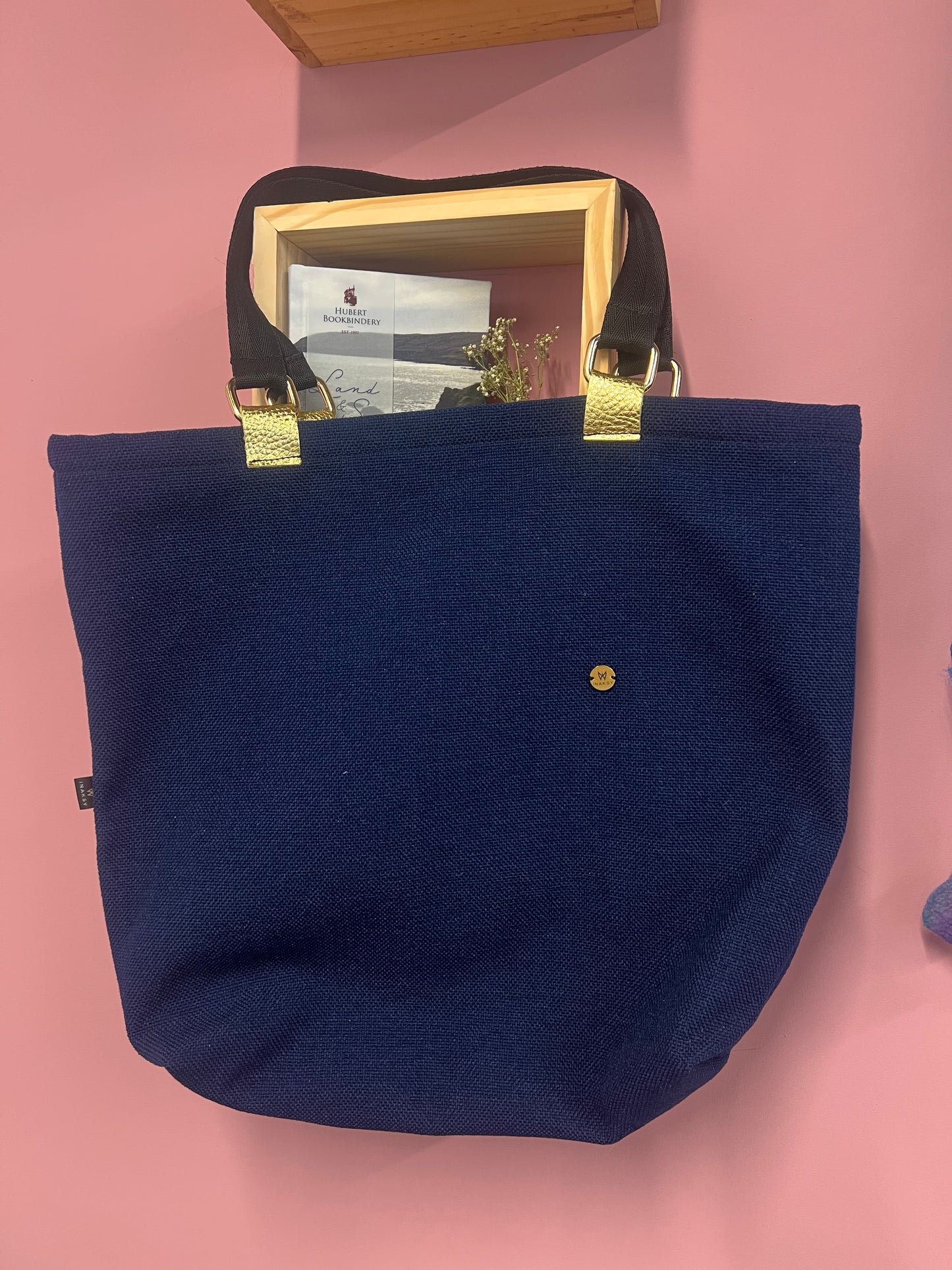Shopper bag navy and gold