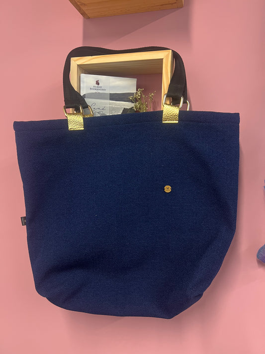 Shopper bag navy and gold