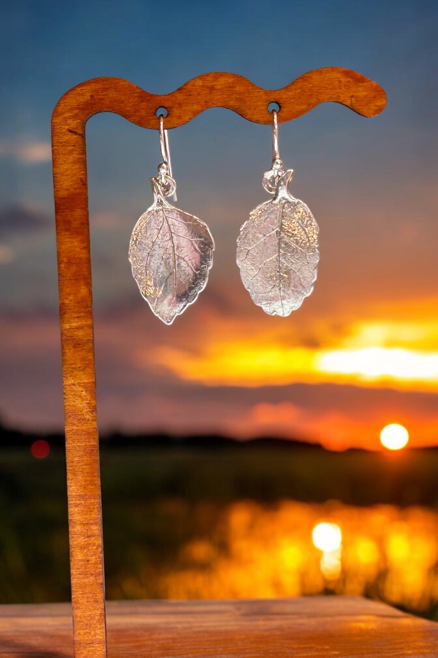 Small rose leaf earrings