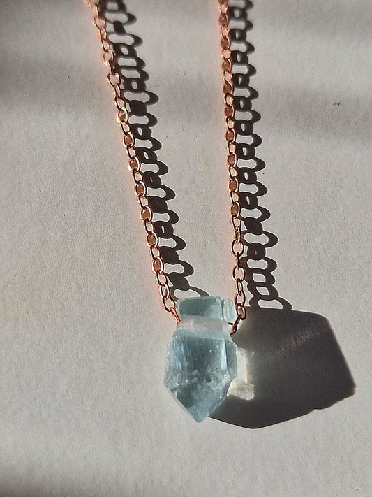 Aquamarine Necklace - Rose Gold