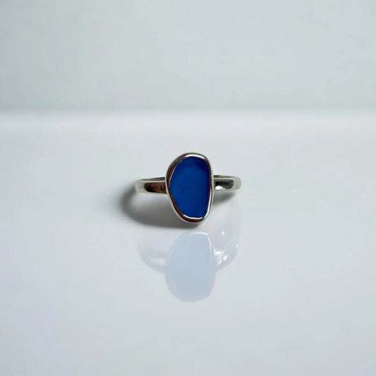 DEEP BLUE SEA-WORN GLASS RING