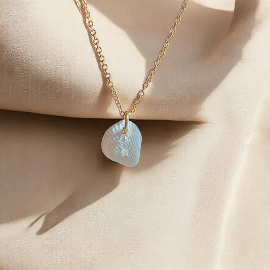 Inchydoney Shell & Herkimer Diamond Necklace / 14k Gold Filled