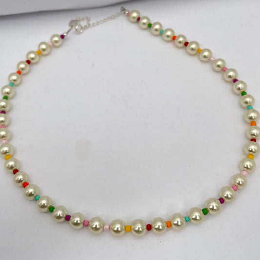 Pearls and Rainbow Seed Beads