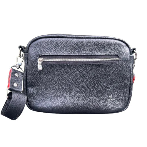 Leather Black & Orange Box Crossbody Bag