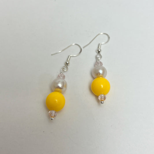 A Real Pearl,Swarovski Crystal ,Neon Bead and Sterling Silver earring Hook