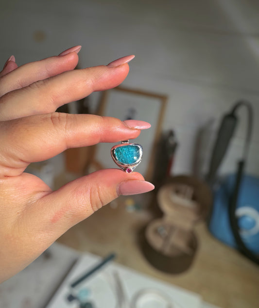 Apatite and pink tourmaline sterling silver