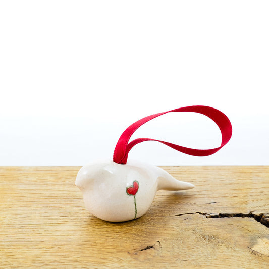 Ceramic Red Robin Christmas Decoration