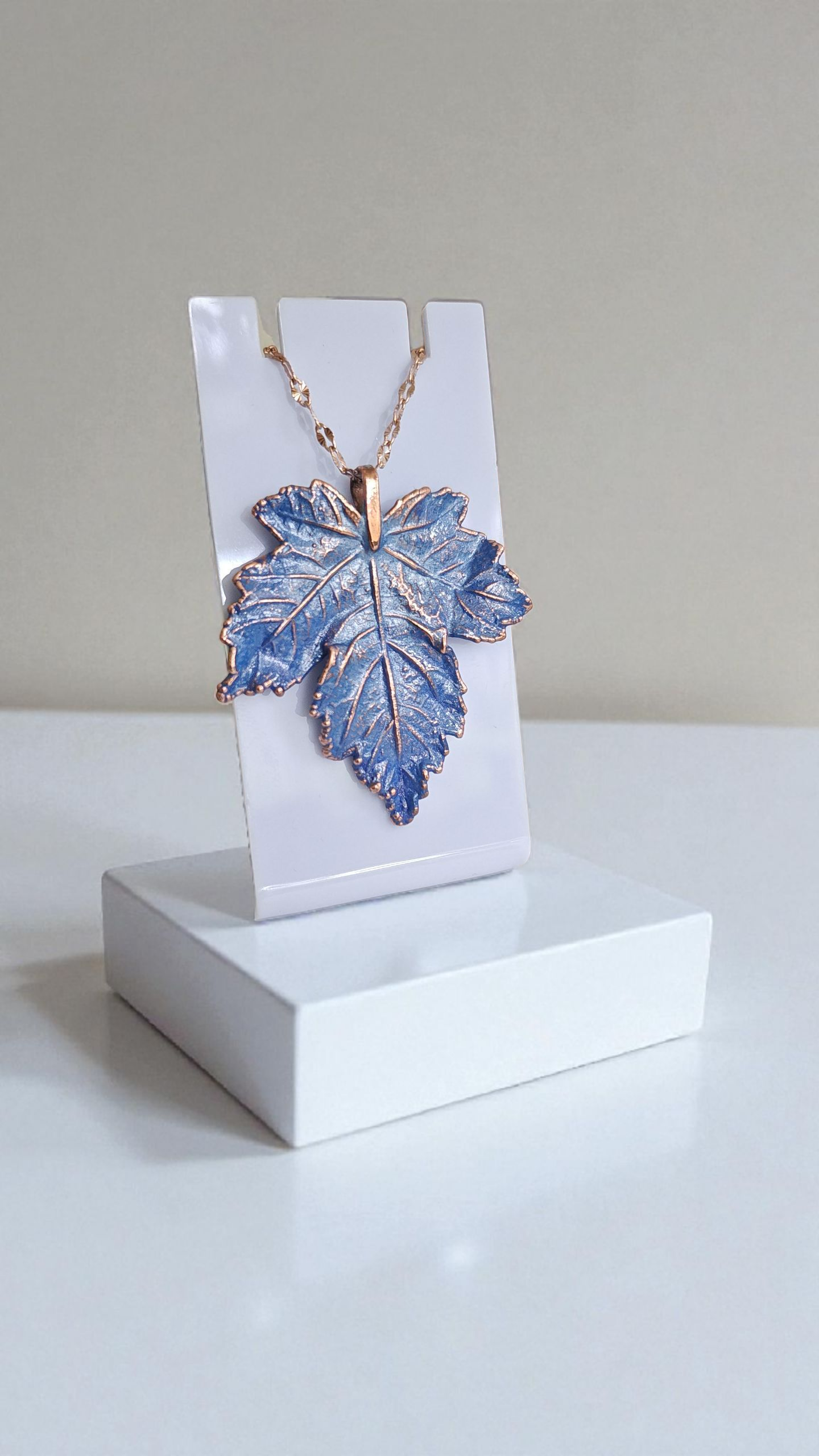 33 Copper Pendant “Blue Grape Leaf”