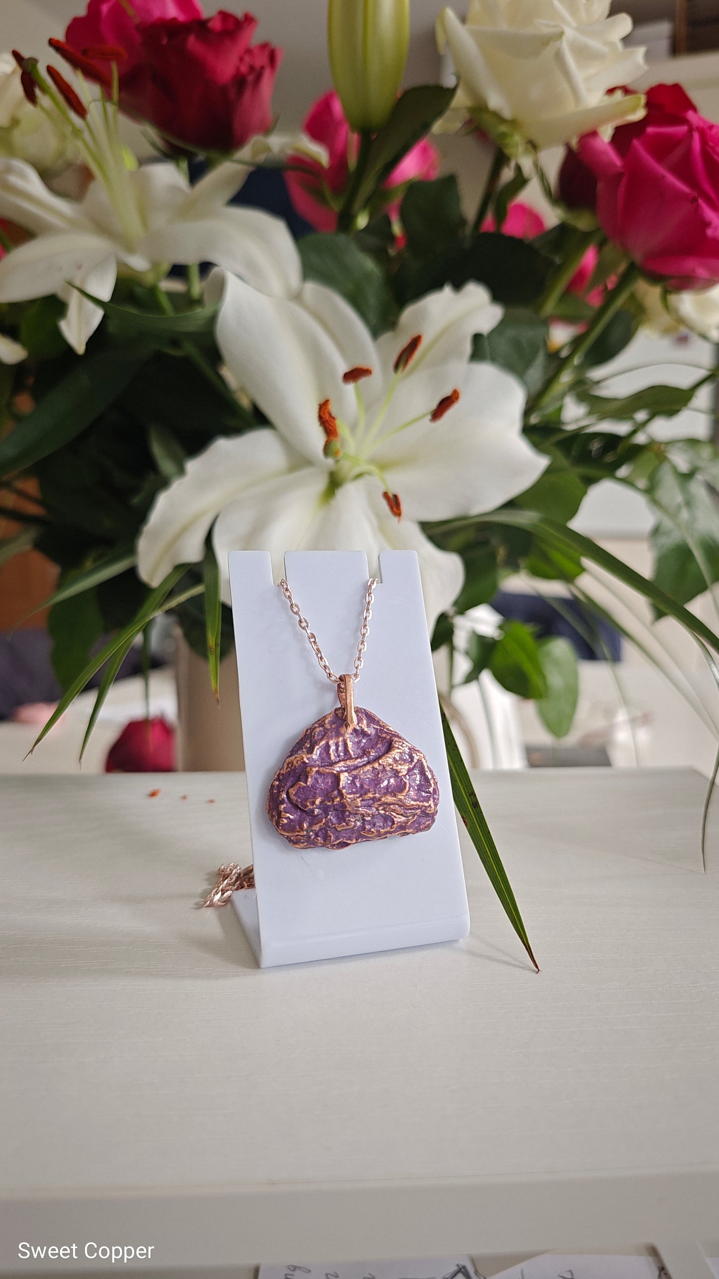 133 Tree Bark Pendant — Purple Patina