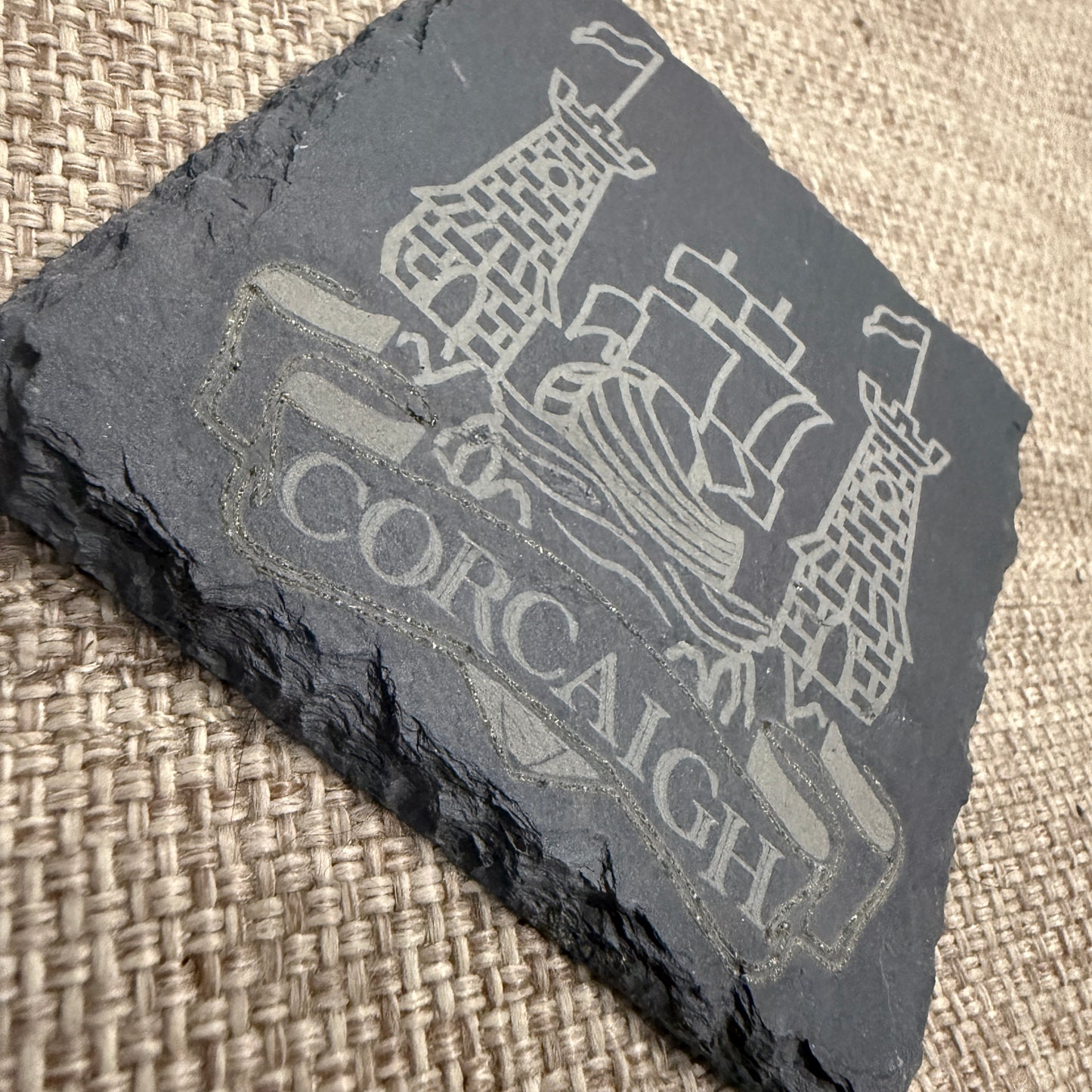Cork Slate Coaster with Cork Coat of Arms Engraving