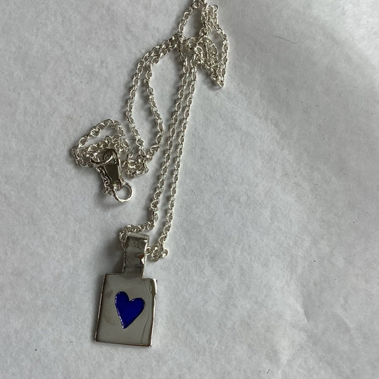 Small silver and enamel heart pendant