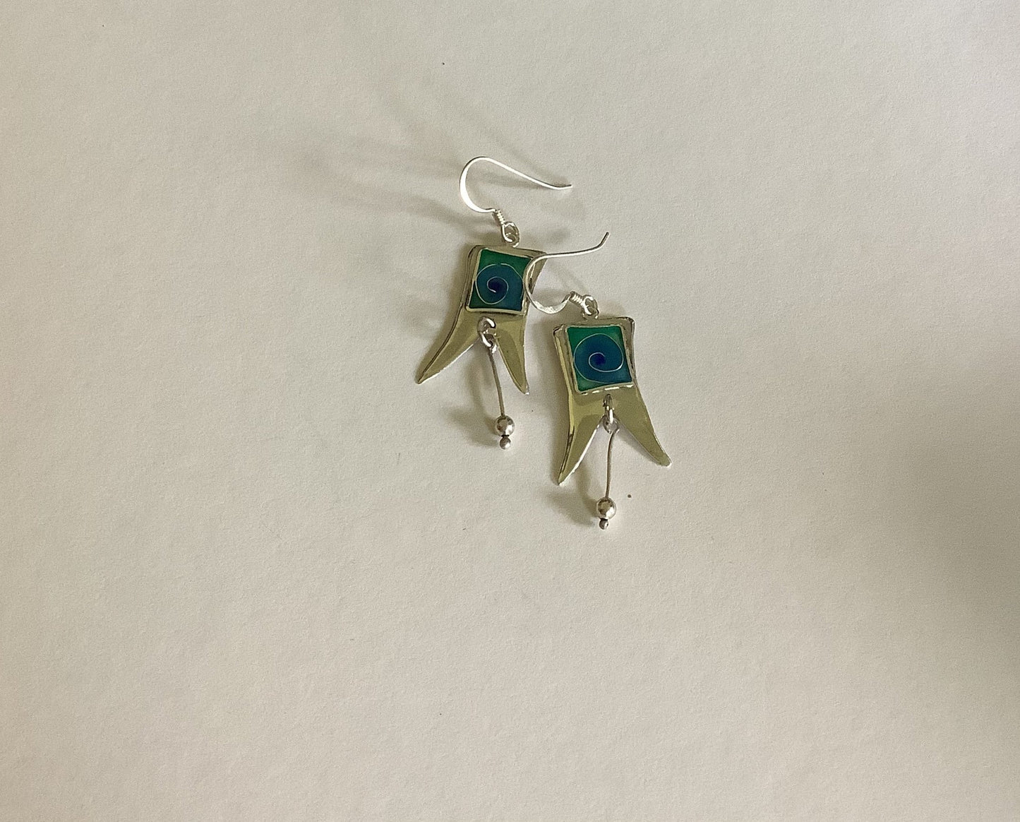 Lilac silver and enamel jester earrings