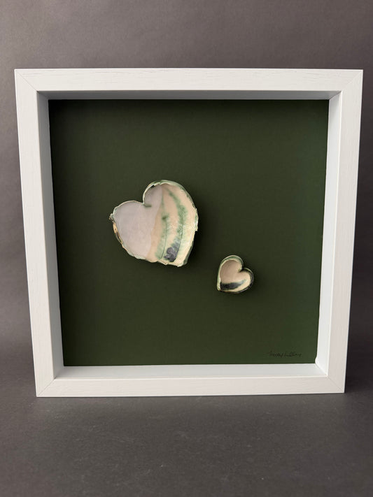 Large ceramic resilient love hearts frame green