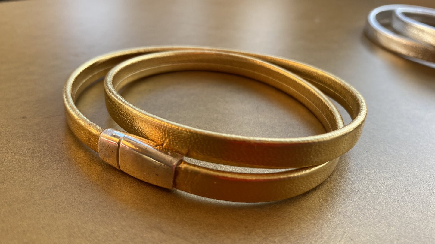 Alba Leather Bangle Gold/ Silver