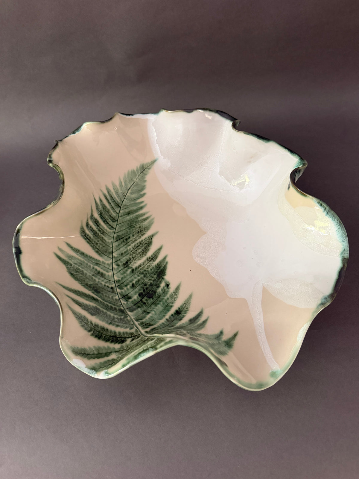 Large ceramic fern bowl