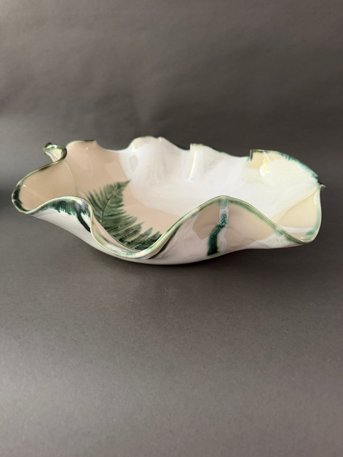 Large ceramic fern bowl