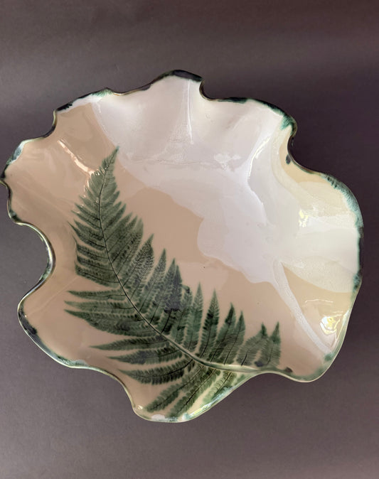 Large ceramic fern bowl