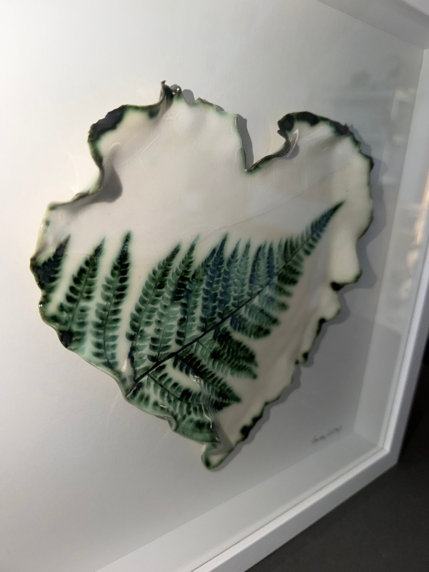 Porcelain paper clay fern heart frame large white