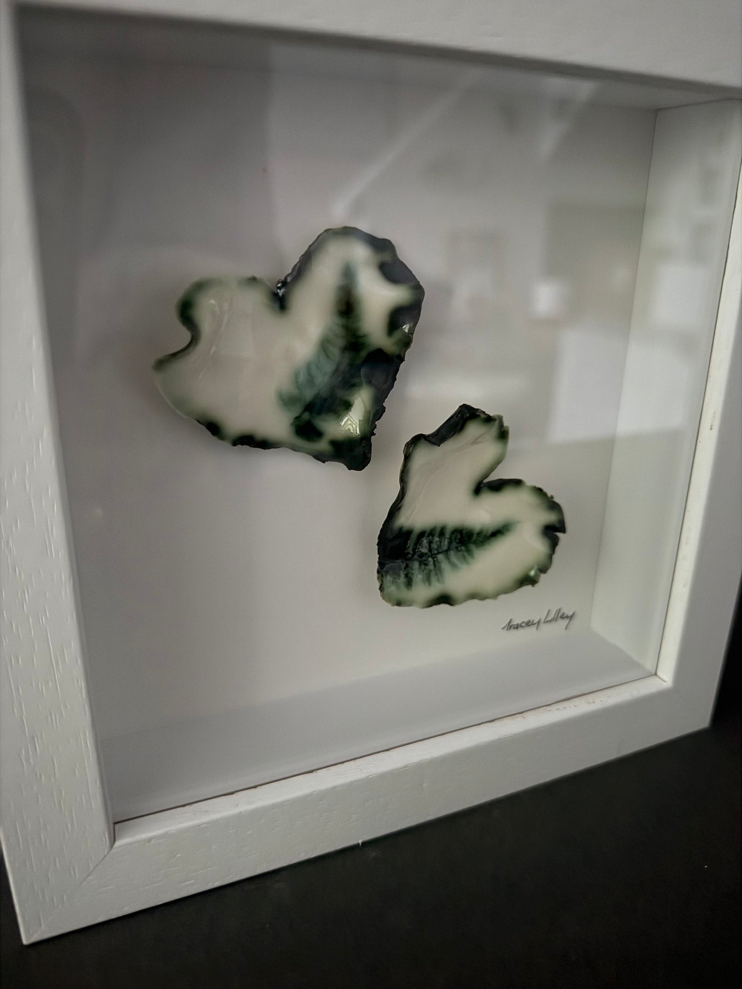 porcelain heart frame small white