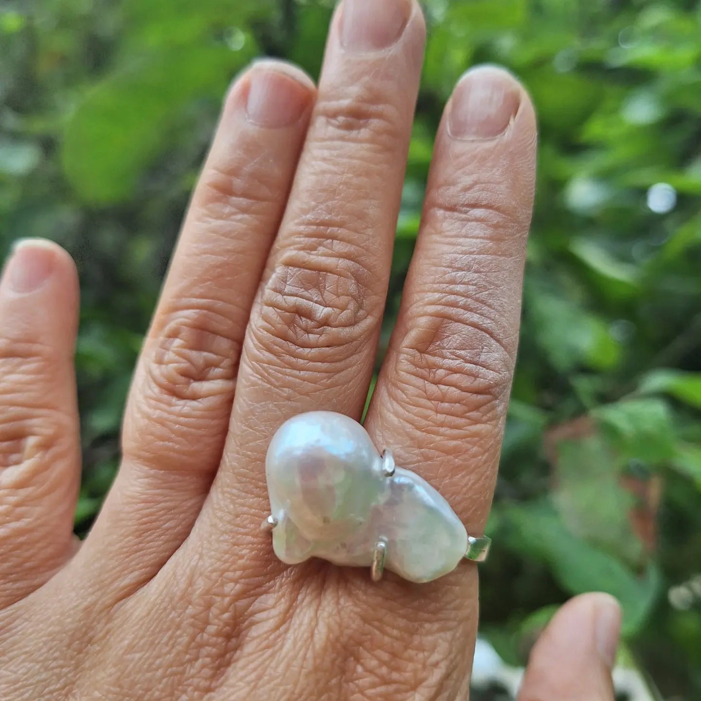 Sterling Silver Ring with Baroque Pearl