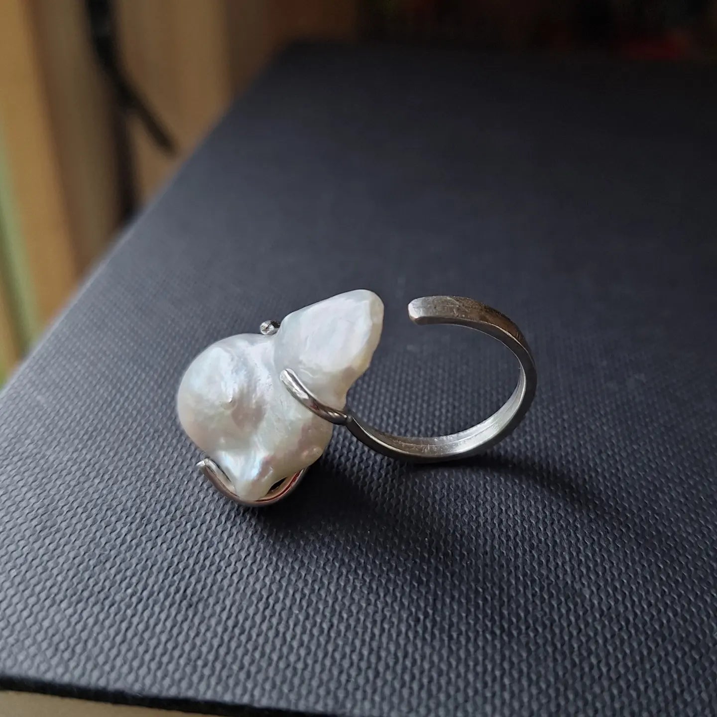 Sterling Silver Ring with Baroque Pearl