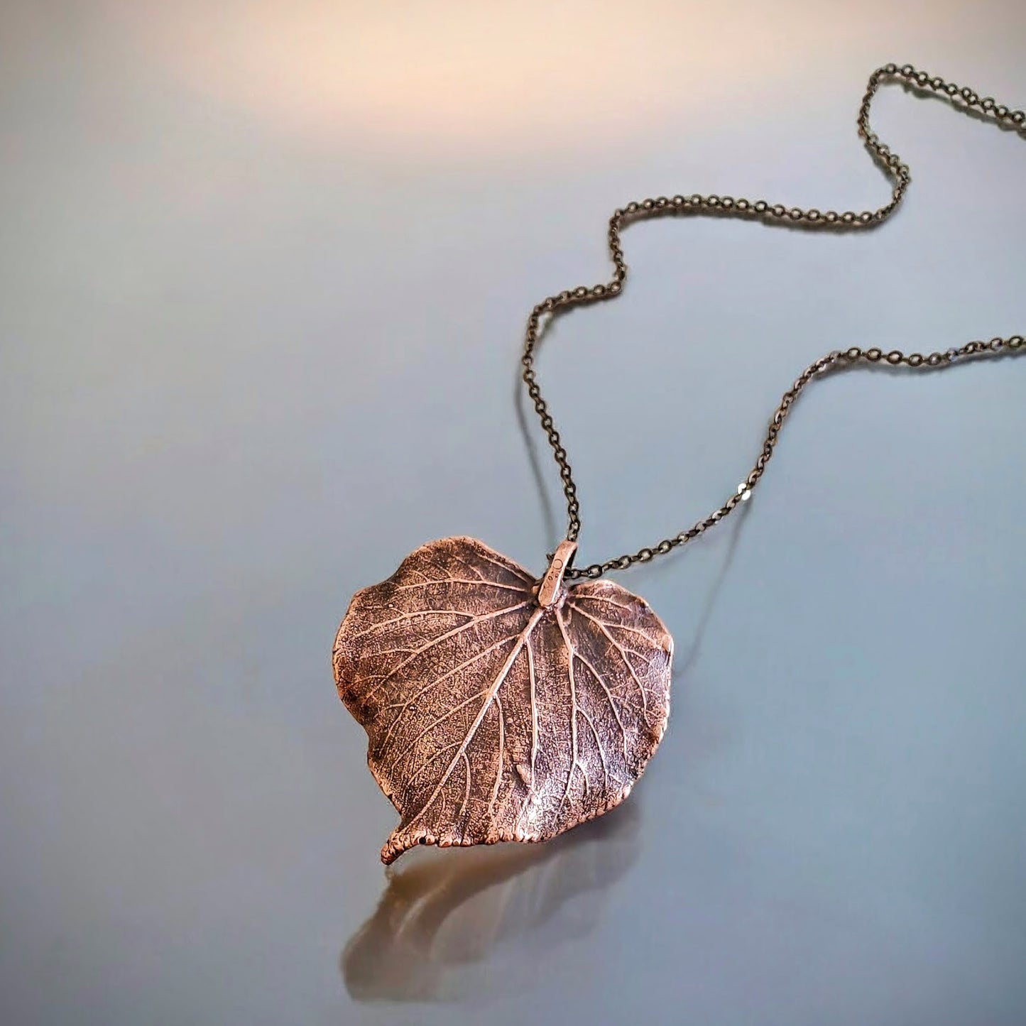 17 Copper Linden Leaf Pendant