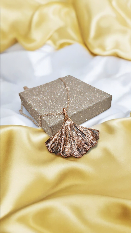 Copper Pendant “Golden Ginkgo"