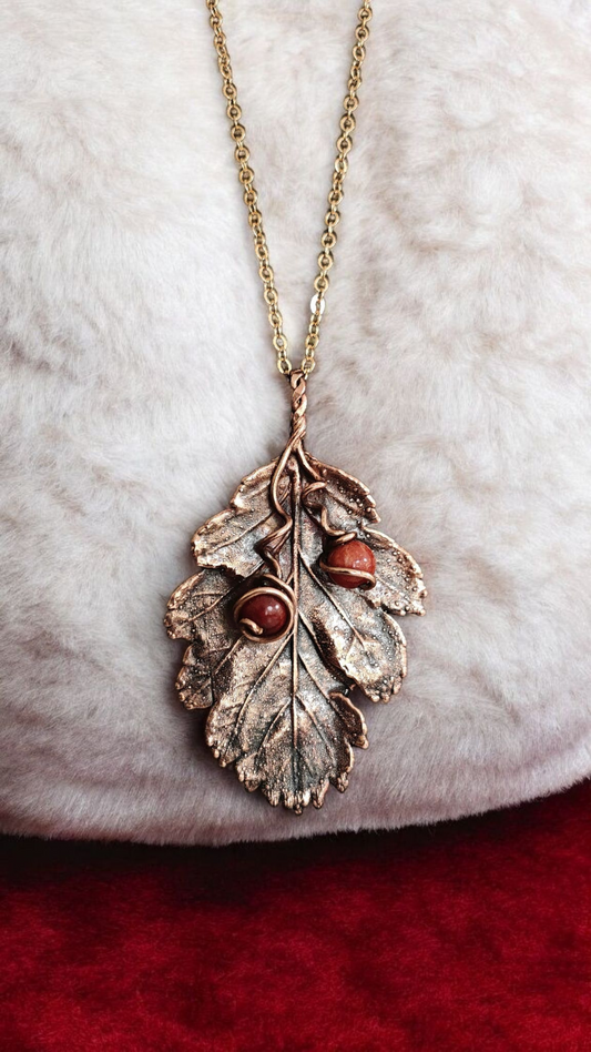 Rowan Dream – Copper Pendant with Coral Beads