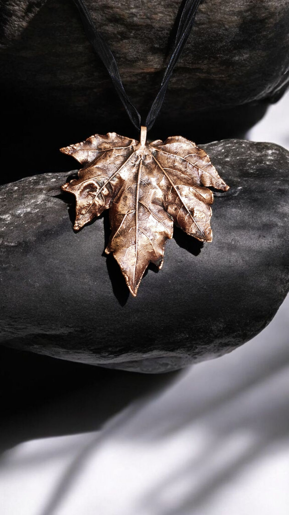 5. “Edge of Nature” – Copper Maple Leaf Pendant