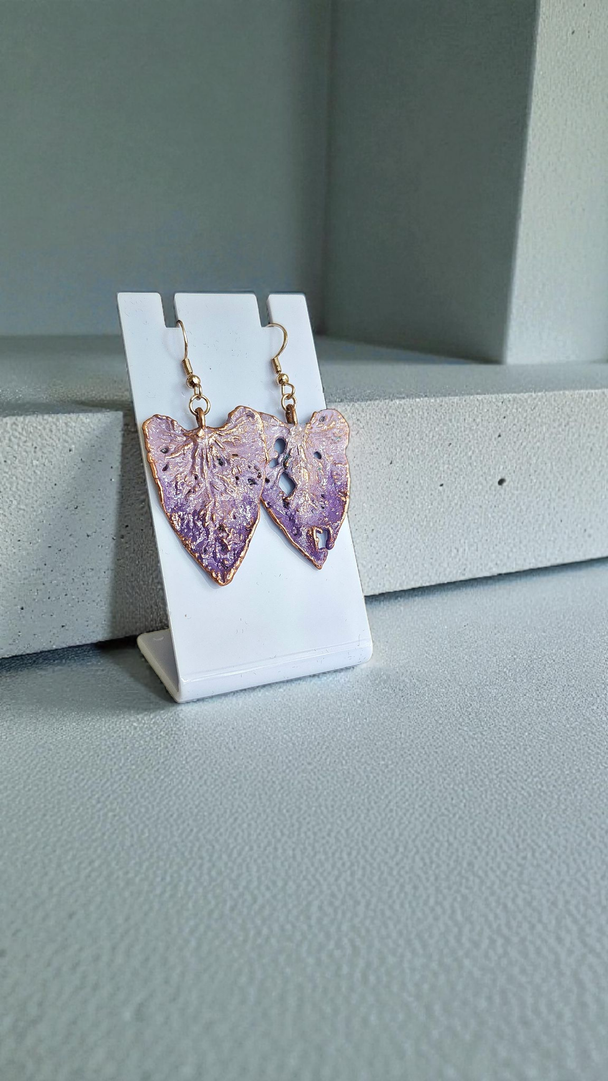 141. Field Bindweed Earrings — Gradient Lavender Patina