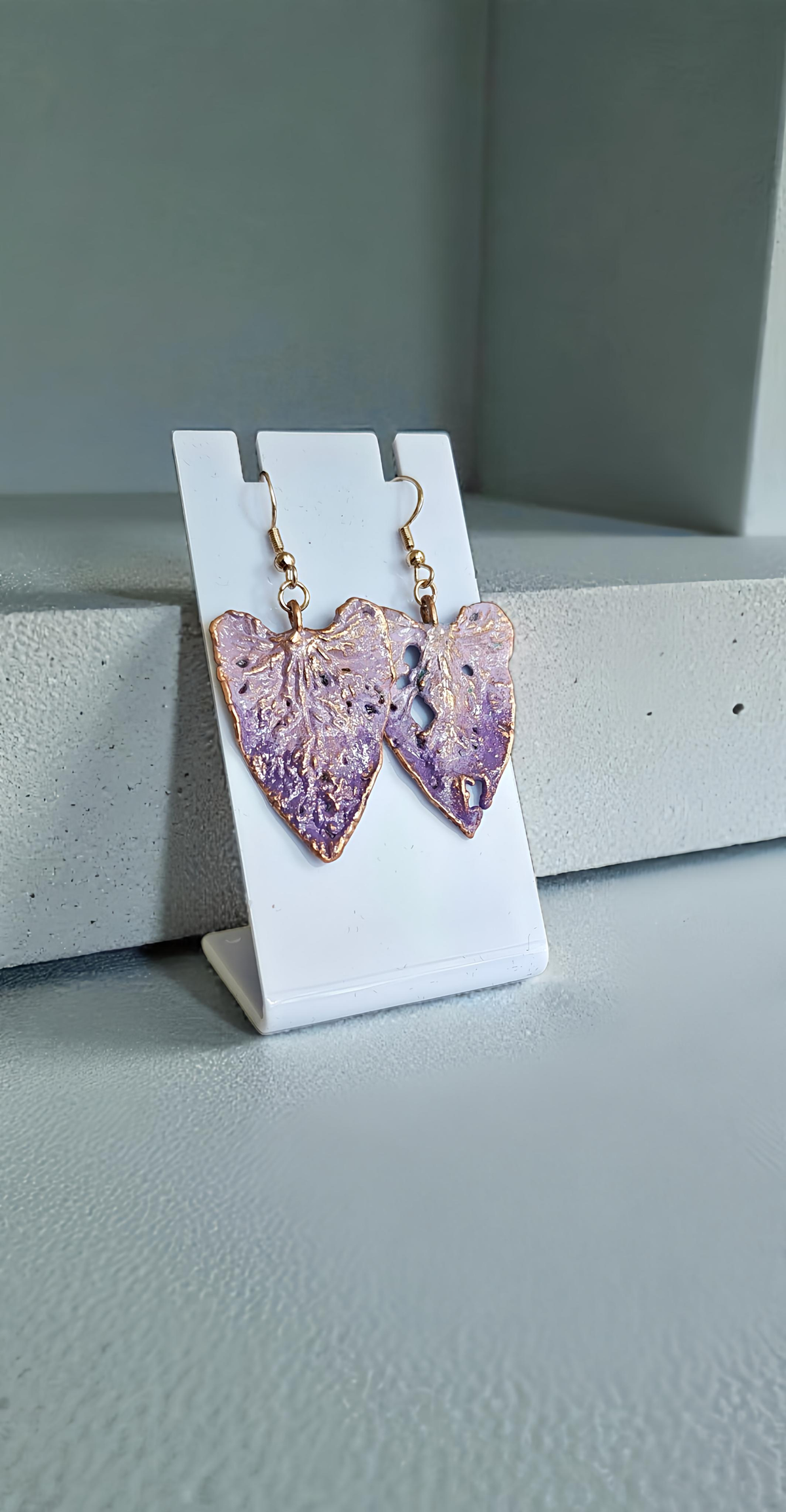 141. Field Bindweed Earrings — Gradient Lavender Patina