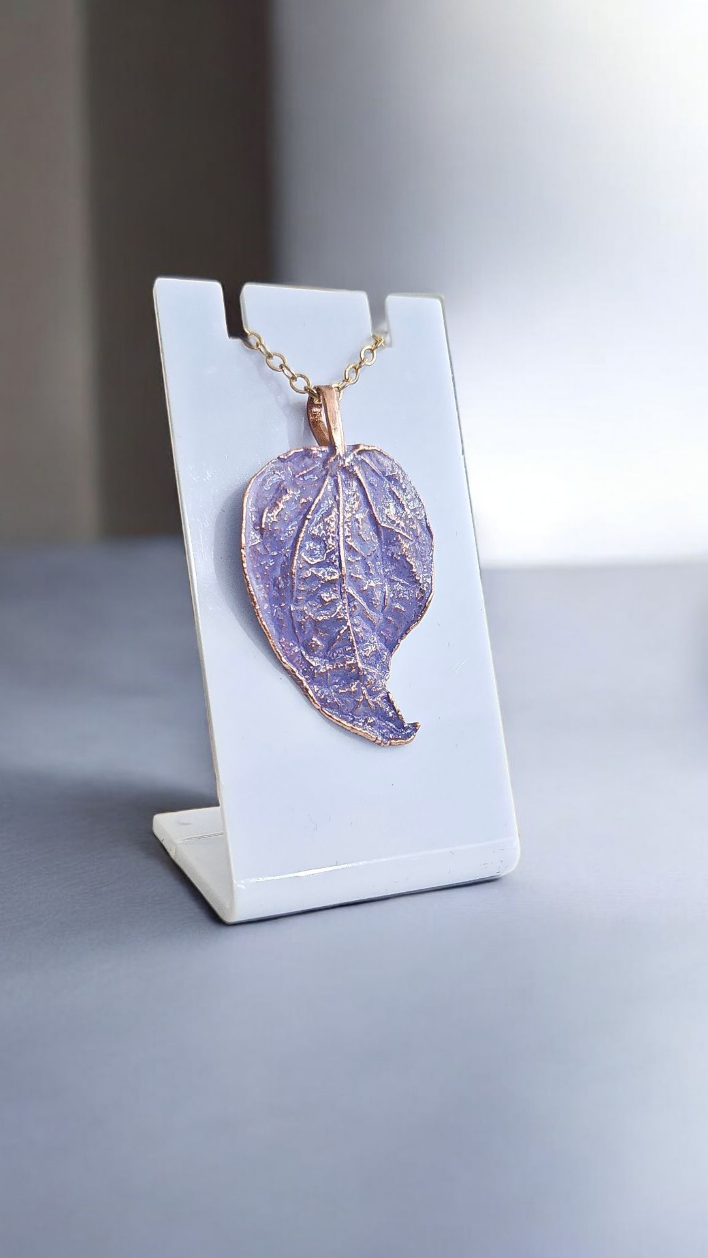 14. Lavender Tenderness – copper pendant made from a real leaf