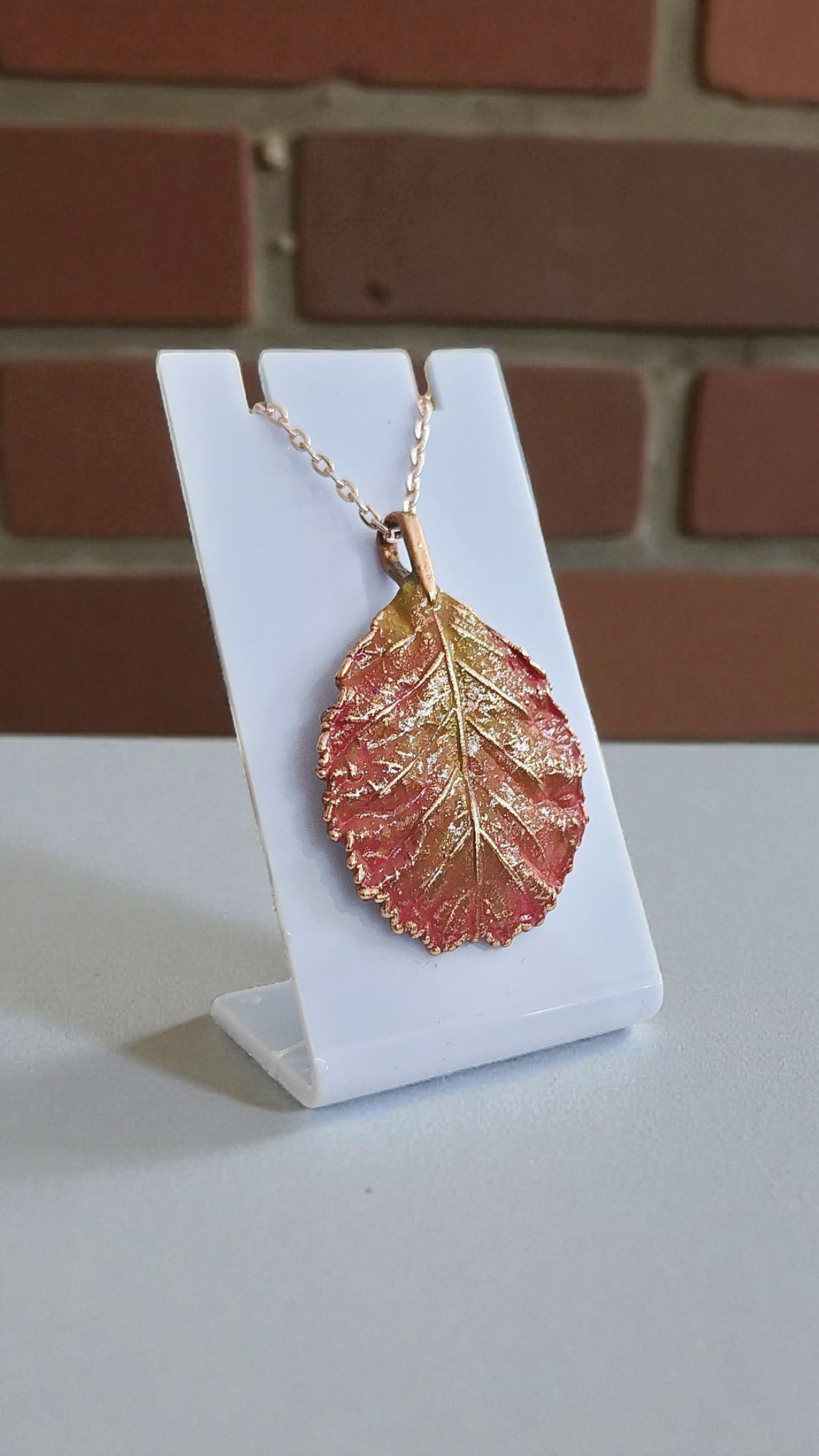 15. Autumn Breath – copper pendant made from a real leaf