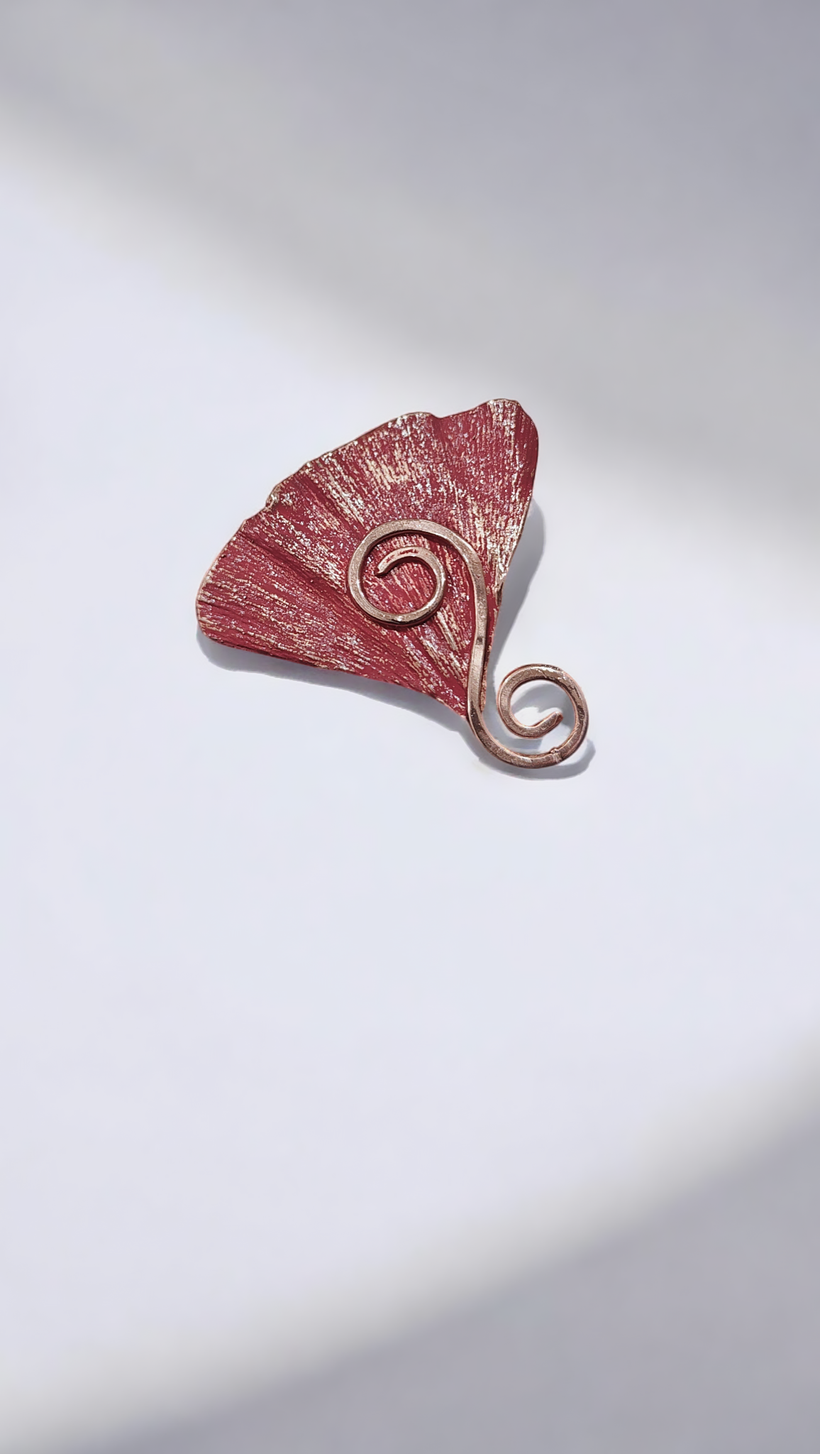 29 Red Ginkgo Brooch