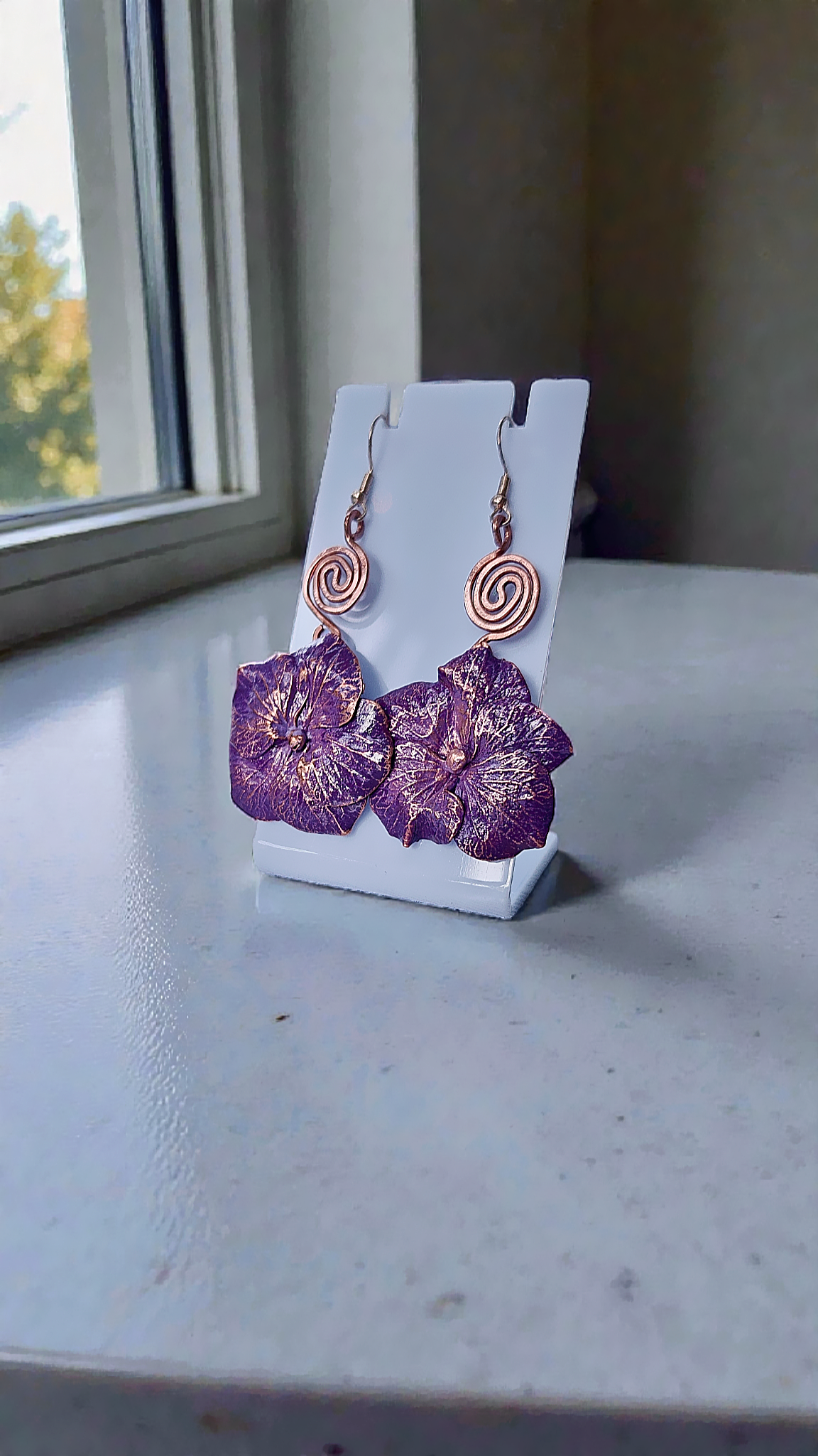 38 Copper Earrings — Lilac Physalis