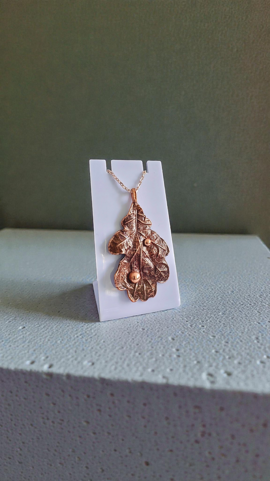 76 Oak Leaf. Droplet Copper Pendant