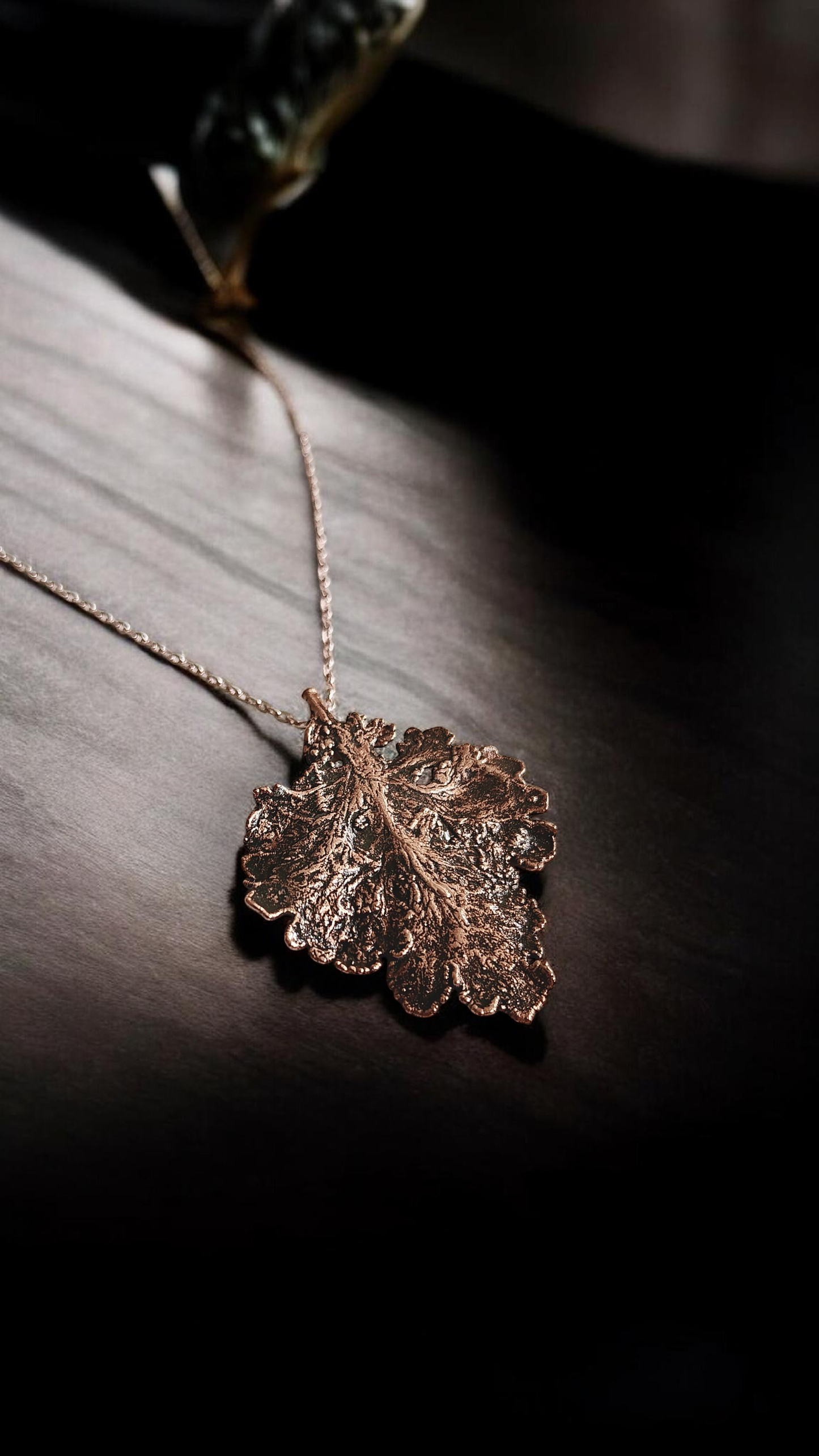 88 Meadow Leaf in Olive Patina Copper Pendant