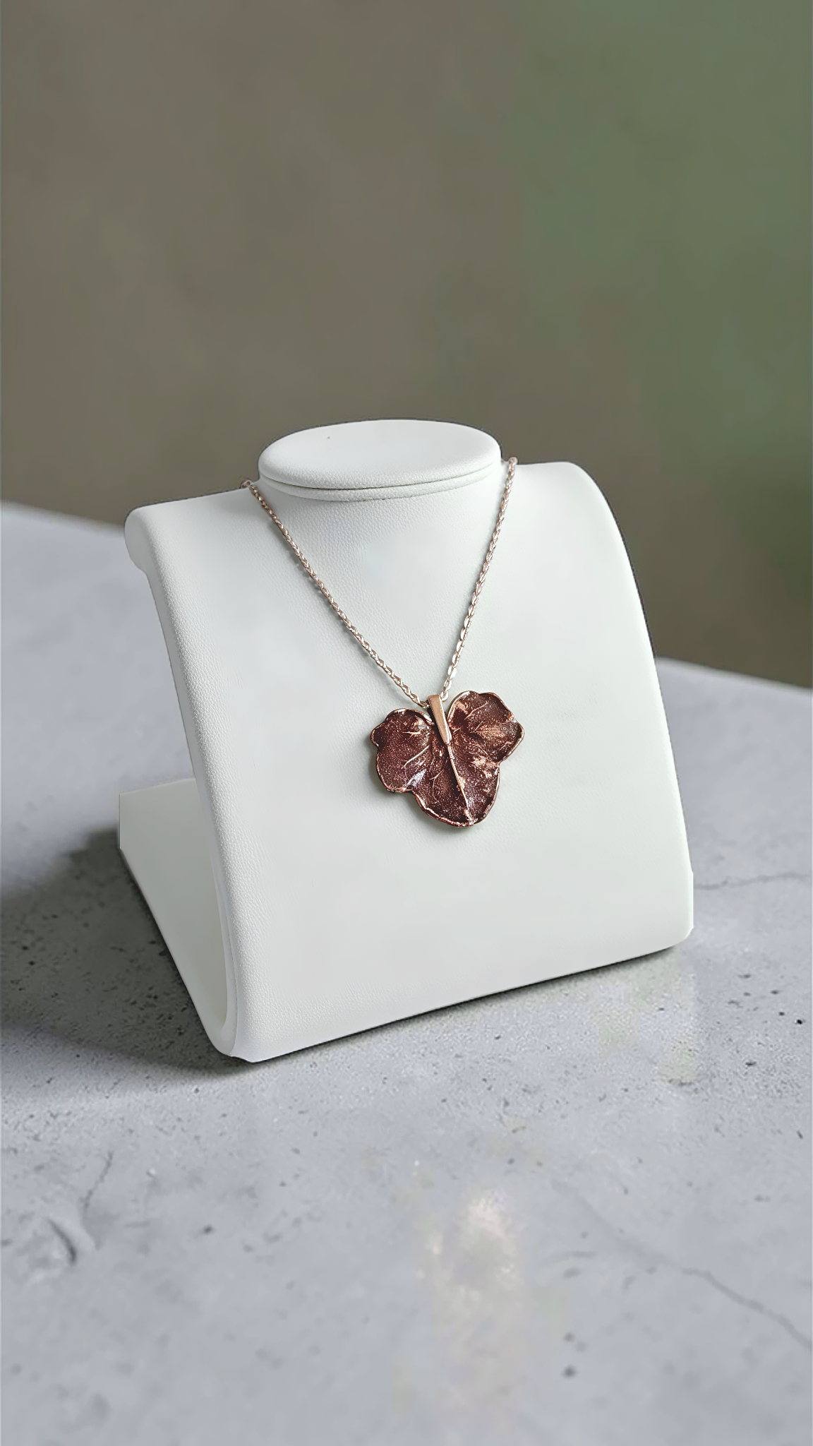 79  Ivy Leaf. Wine Patina Copper Pendant